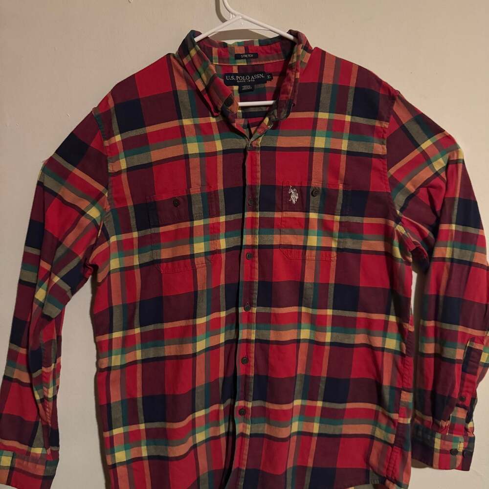 U.S Polo Assn. Classic Fit Red Tartan Plaid Flannel Button Down Shirt